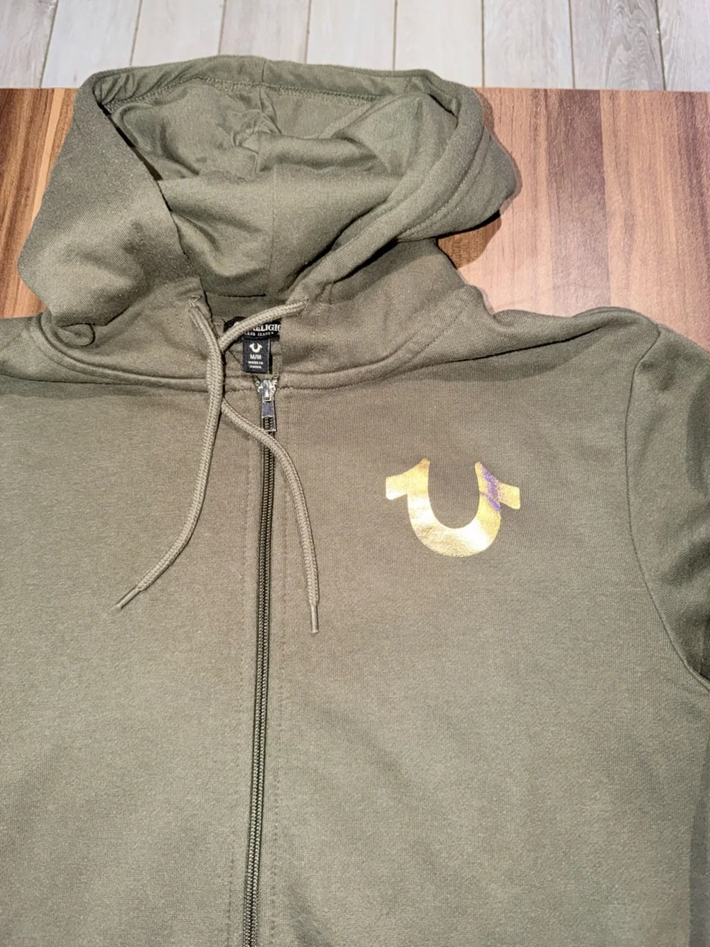 True Religion Olive Green Hoodie with Brand Tag